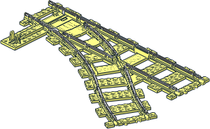 ~Train Track  9V Switch Right - Plastic Part with Underside Cover Plate and Metal Elements