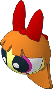Minifig Head Powerpuff Girls Blossom with Orange Hair and Red Bowtie