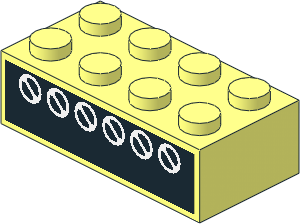 Brick  2 x  4 with  6 White Circles with Diagonals Sticker