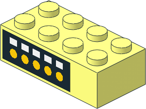 Brick  2 x  4 with  5 White Squares, 5 Yellow Circles Sticker