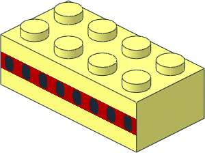 Brick  2 x  4 with Red Stripe and 8 Black Windows Pattern