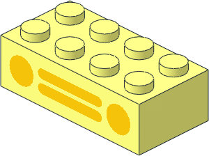 Brick  2 x  4 with Yellow Car Grille Pattern