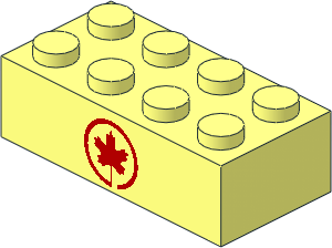 Brick  2 x  4 with Red Maple Leaf Air Canada Logo Pattern