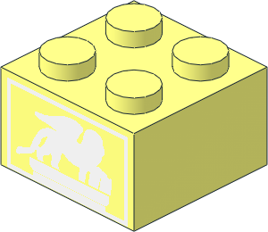 Brick  2 x  2 with White Winged Lion Pattern