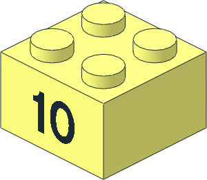 Brick  2 x  2 with Black "10" Pattern