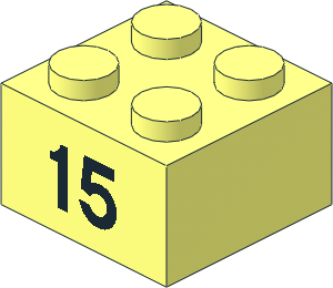 Brick  2 x  2 with Black "15" Pattern