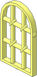 Window  1 x  2 x  2.667 Pane Twisted Bar with Rounded Top