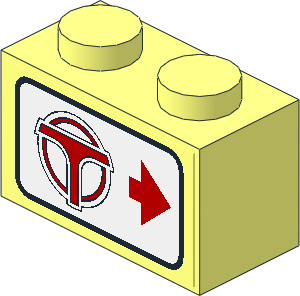 Brick  1 x  2 with Monorail Station Direction Signs Right Sticker