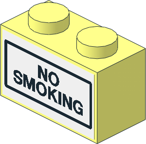 Brick  1 x  2 with "NO SMOKING" Sticker on Both Sides
