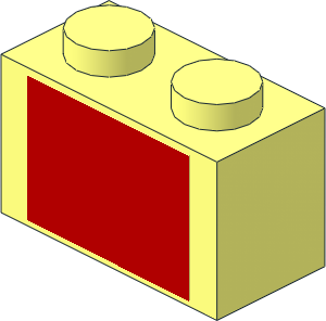 Brick  1 x  2 with Red Rectangle Sticker