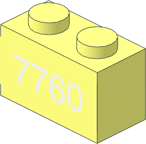 Brick  1 x  2 with White "7760" Sticker