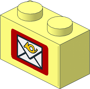 Brick  1 x  2 with Mail Logo Sticker