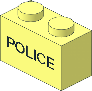 Brick  1 x  2 with Black Thin "POLICE" Pattern