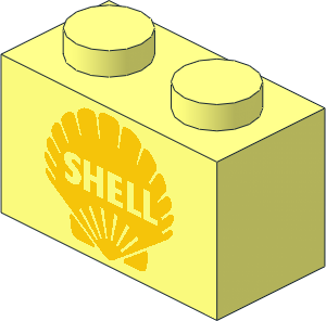 Brick  1 x  2 with Shell Logo 1955 Pattern