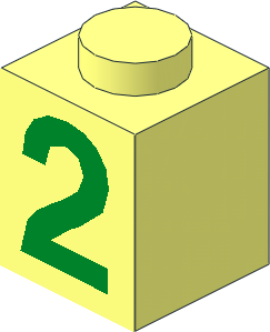 Brick  1 x  1 with Green "2" Sticker