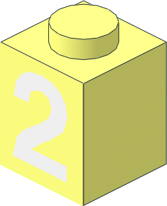 Brick  1 x  1 with White "2" Sticker