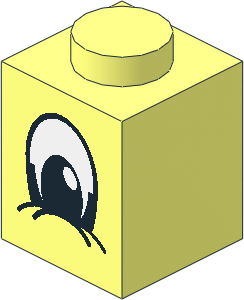 Brick  1 x  1 with Black and White Squinting Eyeball Pattern