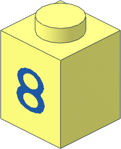 Brick  1 x  1 with Blue "8" Pattern