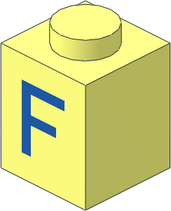 Brick  1 x  1 with Blue "F" Pattern