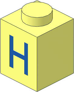 Brick  1 x  1 with Blue "H" Pattern