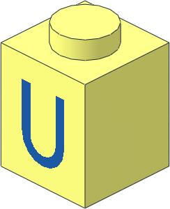 Brick  1 x  1 with Blue "U" Pattern