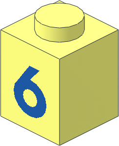Brick  1 x  1 with Blue Bold "6" Pattern