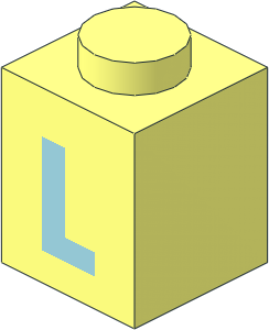 Brick  1 x  1 with Lightblue "L" Pattern