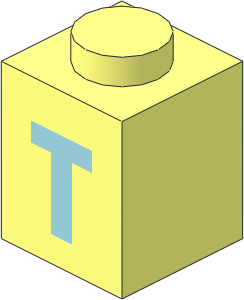 Brick  1 x  1 with Lightblue "T" Pattern