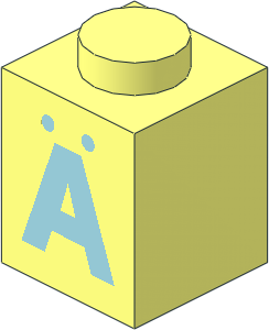 Brick  1 x  1 with Lightblue "Ä" (A Dieresis) Pattern