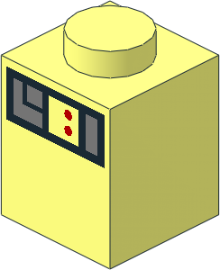 Brick  1 x  1 with Metallic Silver Boxes and 2 Red Dots on Black Background Pattern