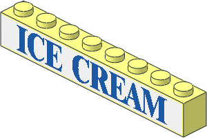 Brick  1 x  8 with "ICE CREAM" Sticker