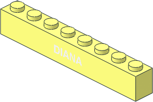 Brick  1 x  8 with White "DIANA" Sticker