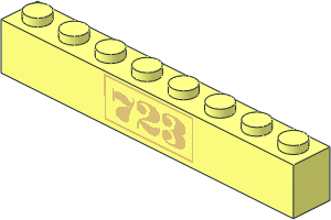 Brick  1 x  8 with Chrome Gold "723" Pattern