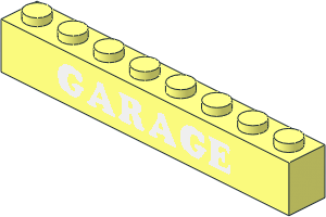Brick  1 x  8 with White "GARAGE" Pattern