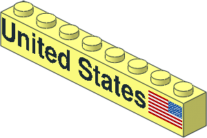 Brick  1 x  8 with "United States" and Backward US Flag Pattern