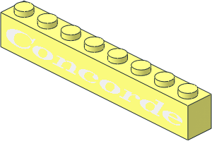 Brick  1 x  8 with White "Concorde" on both Sides Pattern