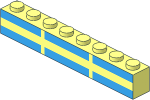 Brick  1 x  8 with 6 Light Blue Rectangles Pattern