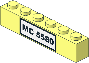 Brick  1 x  6 with License Plate "MC 5580" Sticker