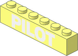 Brick  1 x  6 with White "PILOT" Sticker