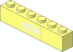 Brick  1 x  6 with White Train Logo Sticker