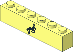 Brick  1 x  6 with Black Waiting Room Sticker
