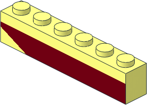 Brick  1 x  6 with Dark Red Bottom Stripe Inverted Slope at Left End Pattern