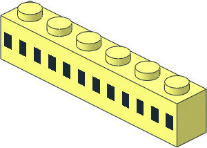Brick  1 x  6 with 12 Black Squares Pattern
