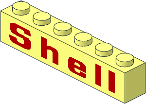 Brick  1 x  6 with Red "Shell" Pattern