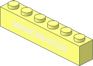 Brick  1 x  6 with "MANCHESTER" White Pattern