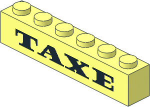 Brick  1 x  6 with Black Thick "TAXE" Pattern
