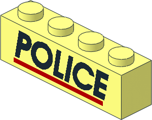 Brick  1 x  4 with Black "POLICE" and Red Line Sticker