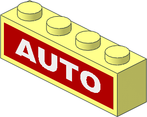 Brick  1 x  4 with White "AUTO" Sticker