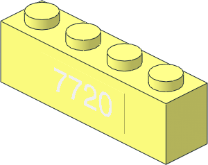 Brick  1 x  4 with White "7720" Sticker