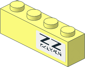 Brick  1 x  4 with Black "ZZ" and Aurebesh Characters Sticker